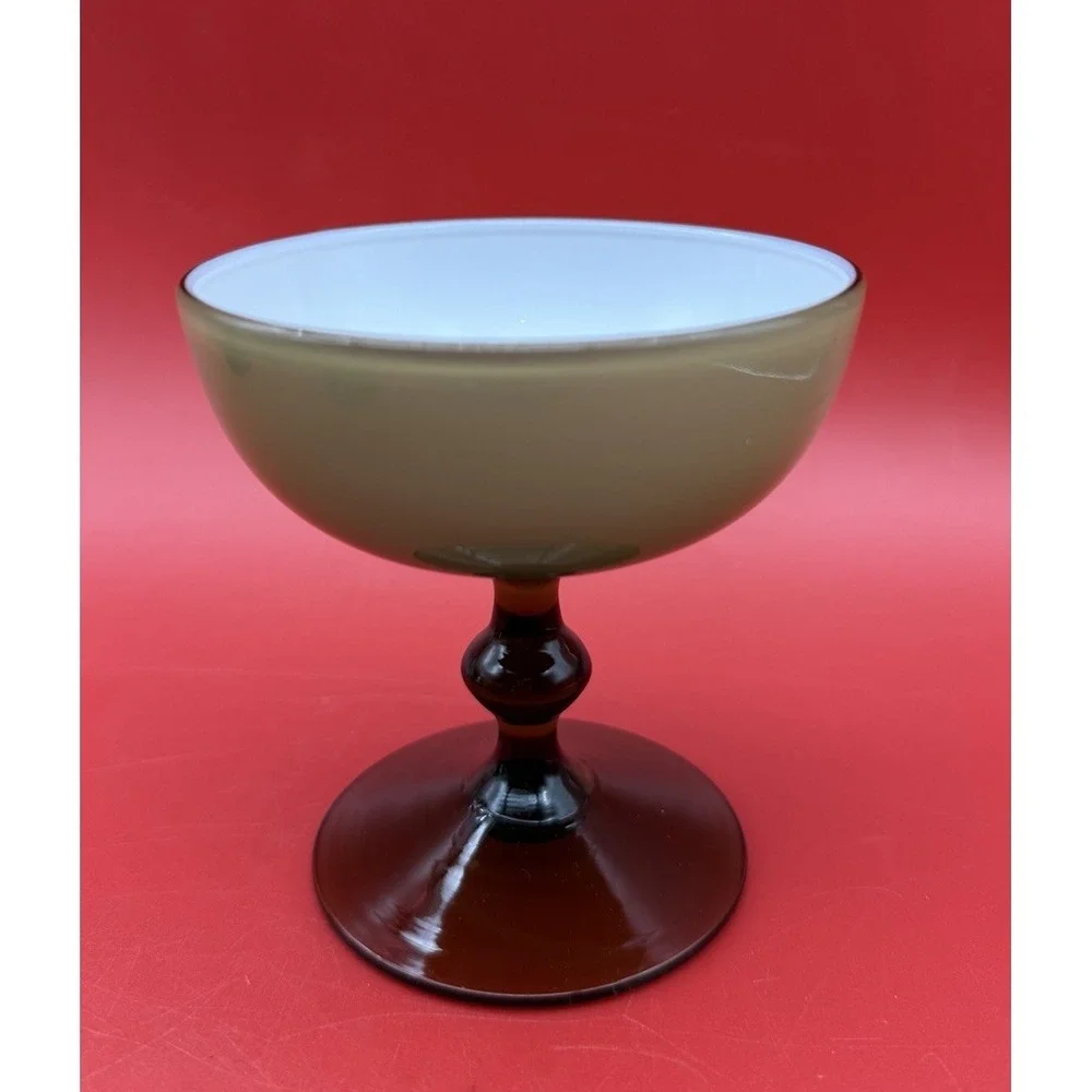 Set of 7 Carlo Moretti Italian Taupe Cased Sherberts Or Champagne Glasses 3.75
